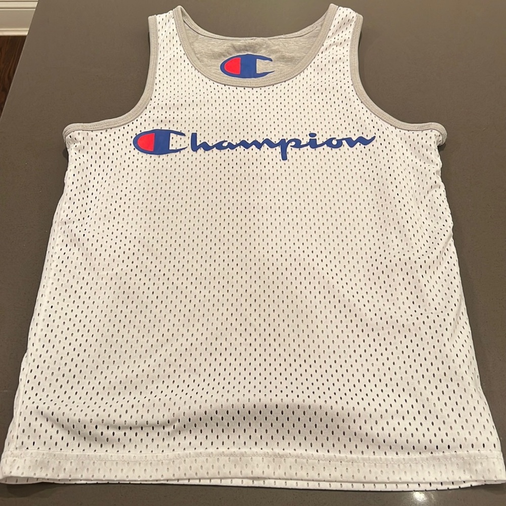 Champion, boy’s reversible grey and white XL tank top